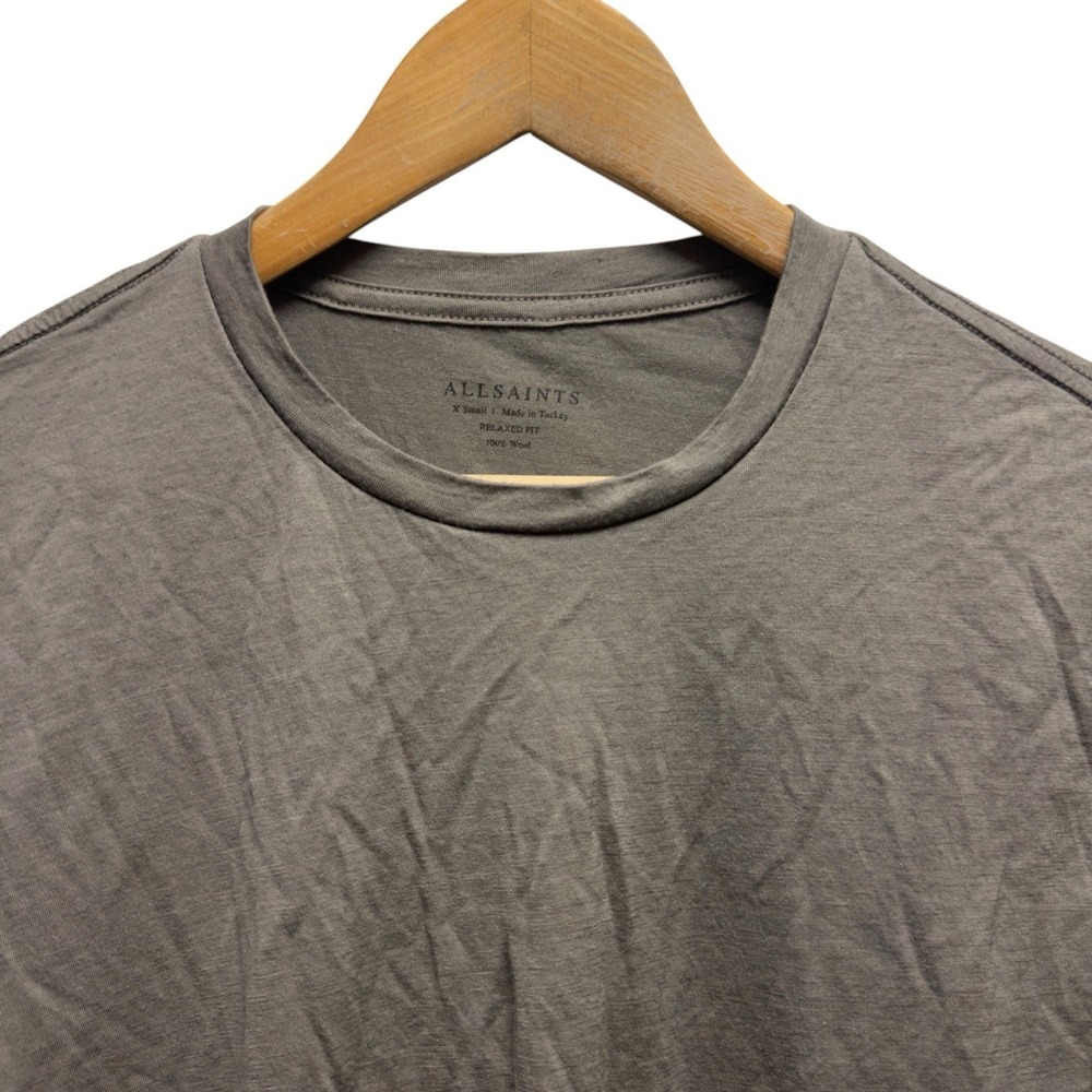 AllSaints Men's Size XS Relaxed Fit Gray Wool Knit Crewneck Short Sleeve T-Shirt